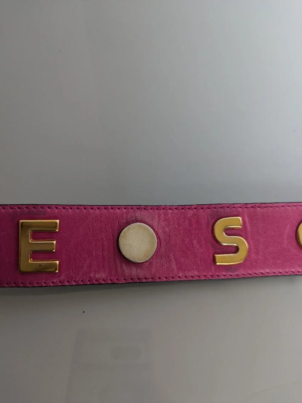 Escada Vintage Hot Pink Leather Belt Gold Tone Studded 